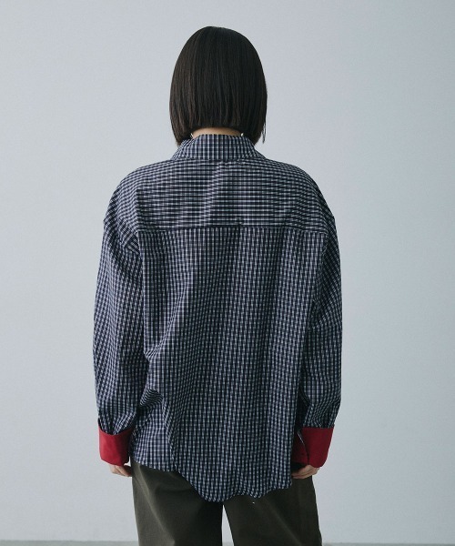 Clum(クルム)の「check loose shirt / チェックルーズシャツ(シャツ/ブラウス・レディース・ブラック×ホワイト・MEDIUM/SMALL)」の6枚目の写真