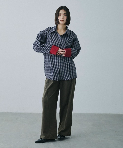 Clum(クルム)の「check loose shirt / チェックルーズシャツ(シャツ/ブラウス・レディース・ブラック×ホワイト・MEDIUM/SMALL)」の7枚目の写真