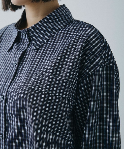 Clum(クルム)の「check loose shirt / チェックルーズシャツ(シャツ/ブラウス・レディース・ブラック×ホワイト・MEDIUM/SMALL)」の9枚目の写真