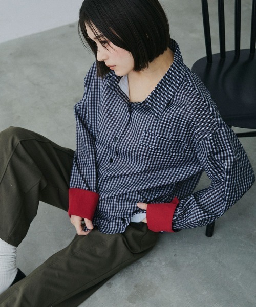 Clum(クルム)の「check loose shirt / チェックルーズシャツ(シャツ/ブラウス・レディース・ブラック×ホワイト・MEDIUM/SMALL)」の13枚目の写真