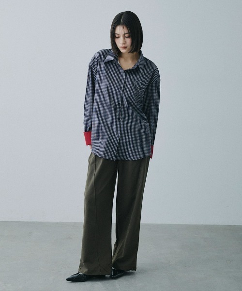 Clum(クルム)の「check loose shirt / チェックルーズシャツ(シャツ/ブラウス・レディース・ブラック×ホワイト・MEDIUM/SMALL)」の2枚目の写真