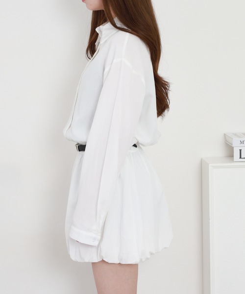 RME.(アールエムイー)の「バルーンヘムシャツワンピース 長袖(シャツワンピース・レディース・ホワイト・M/S/L)」の8枚目の写真