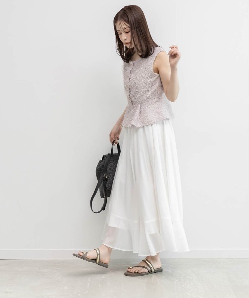 RANDA(ランダ)の「シャギートップス&シアーフレアスカートセット(ワンピース・レディース・クリーム/ブラウン/パープル・1/0)」の7枚目の写真