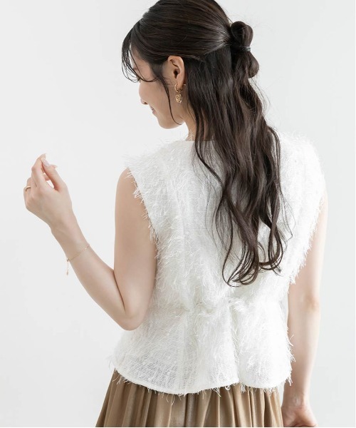 RANDA(ランダ)の「シャギートップス&シアーフレアスカートセット(ワンピース・レディース・クリーム/ブラウン/パープル・1/0)」の11枚目の写真