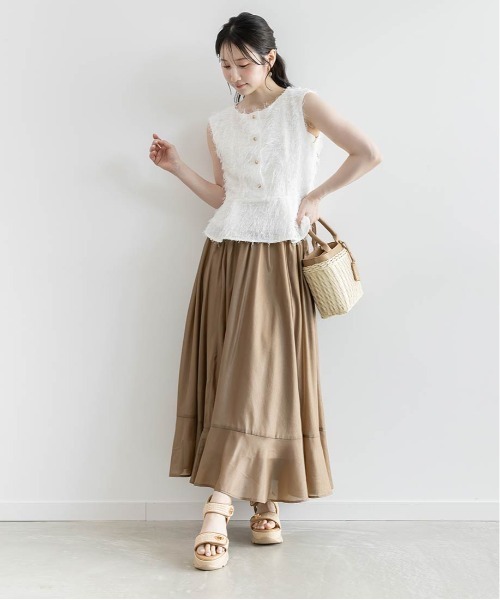 RANDA(ランダ)の「シャギートップス&シアーフレアスカートセット(ワンピース・レディース・クリーム/ブラウン/パープル・1/0)」の12枚目の写真