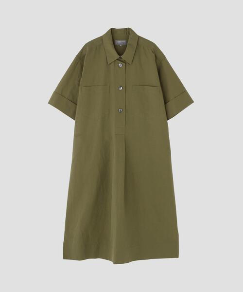 MARGARET HOWELL(マーガレットハウエル)の「COTTON LINEN PLAIN WEAVE(ワンピース・レディース・オリーブ/ブラック・2/1)」の6枚目の写真