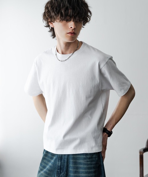 Rocky Monroe(ロッキーモンロー)の「ケミカル加工 ショート丈 短丈 クロップド 半袖コットンクルーネックTシャツ(Tシャツ/カットソー・メンズ・ホワイト/ブラック系/ブラック・M/L/XL)」の5枚目の写真