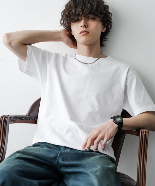 Rocky Monroe(ロッキーモンロー)の「ケミカル加工 ショート丈 短丈 クロップド 半袖コットンクルーネックTシャツ(Tシャツ/カットソー・メンズ・ホワイト/ブラック系/ブラック・M/L/XL)」の9枚目の写真
