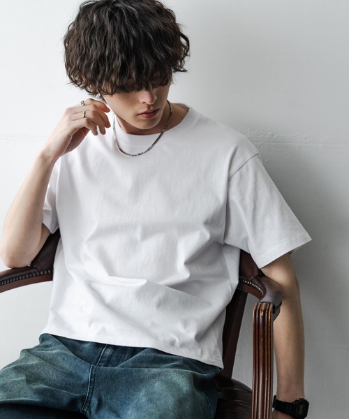 Rocky Monroe(ロッキーモンロー)の「ケミカル加工 ショート丈 短丈 クロップド 半袖コットンクルーネックTシャツ(Tシャツ/カットソー・メンズ・ホワイト/ブラック系/ブラック・M/L/XL)」の10枚目の写真