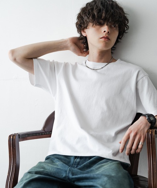 Rocky Monroe(ロッキーモンロー)の「ケミカル加工 ショート丈 短丈 クロップド 半袖コットンクルーネックTシャツ(Tシャツ/カットソー・メンズ・ホワイト/ブラック系/ブラック・M/L/XL)」の11枚目の写真