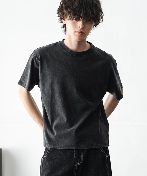 Rocky Monroe(ロッキーモンロー)の「ケミカル加工 ショート丈 短丈 クロップド 半袖コットンクルーネックTシャツ(Tシャツ/カットソー・メンズ・ホワイト/ブラック系/ブラック・M/L/XL)」の18枚目の写真