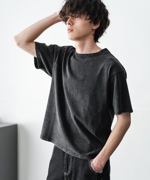 Rocky Monroe(ロッキーモンロー)の「ケミカル加工 ショート丈 短丈 クロップド 半袖コットンクルーネックTシャツ(Tシャツ/カットソー・メンズ・ホワイト/ブラック系/ブラック・M/L/XL)」の19枚目の写真
