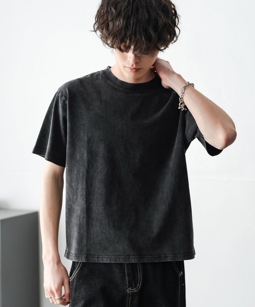 Rocky Monroe(ロッキーモンロー)の「ケミカル加工 ショート丈 短丈 クロップド 半袖コットンクルーネックTシャツ(Tシャツ/カットソー・メンズ・ホワイト/ブラック系/ブラック・M/L/XL)」の20枚目の写真