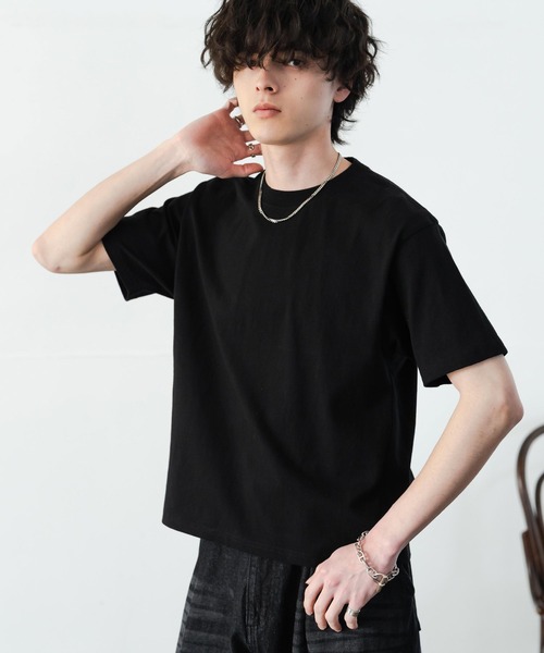 Rocky Monroe(ロッキーモンロー)の「ケミカル加工 ショート丈 短丈 クロップド 半袖コットンクルーネックTシャツ(Tシャツ/カットソー・メンズ・ホワイト/ブラック系/ブラック・M/L/XL)」の12枚目の写真