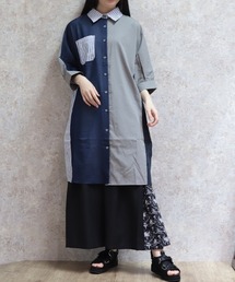 ブロッキングシャツOP