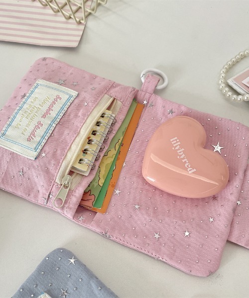 pyornim(ピョルニム)の「【カラビナ付き】星柄ラメ マルチ お財布ポーチ コインケース アクセサリー収納 コスメポーチ ミニ財布 カードケース(財布・レディース・ブルー/ホワイト/ピンク・F)」の3枚目の写真
