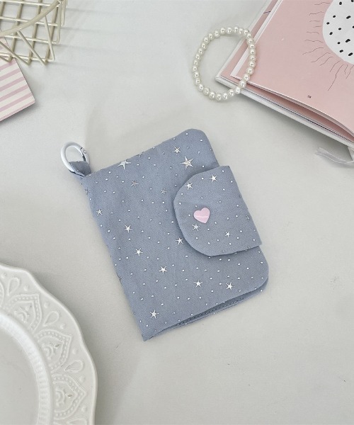 pyornim(ピョルニム)の「【カラビナ付き】星柄ラメ マルチ お財布ポーチ コインケース アクセサリー収納 コスメポーチ ミニ財布 カードケース(財布・レディース・ブルー/ホワイト/ピンク・F)」の1枚目の写真