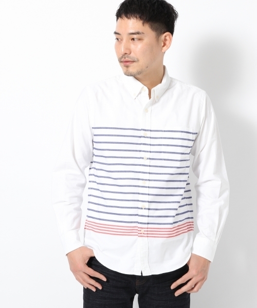 GLOBAL WORK（グローバルワーク）の「ガラオックスシャツ長袖/705345（シャツ/ブラウス・メンズ・ネイビー/カーキ/ライトブルー/ホワイト・SMALL/LARGE/X-LARGE/MEDIUM）」の2枚目の写真