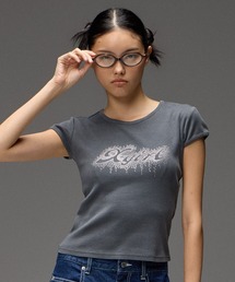 X-girl | FADED DROP RHINESTONE LOGO S/S BABY TEE(Tシャツ/カットソー)