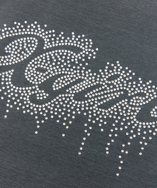 X-girl(エックスガール)の「FADED DROP RHINESTONE LOGO S/S BABY TEE(Tシャツ/カットソー・レディース・ブラック/ブラウン/ピンク・S/M)」の11枚目の写真