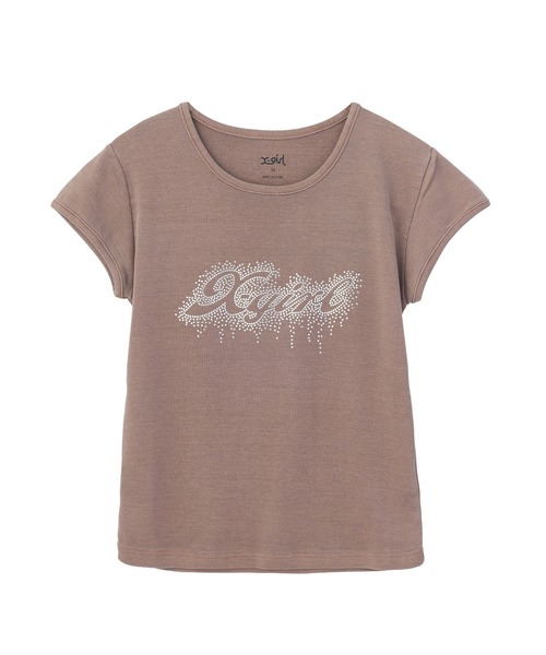X-girl（エックスガール）の「FADED DROP RHINESTONE LOGO S/S BABY TEE（Tシャツ/カットソー・レディース・ブラック/ブラウン/ピンク・S/M）」の17枚目の写真