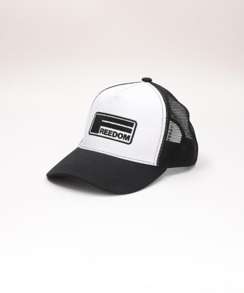 BACK NUMBER(バックナンバー)の「【BACK NUMBER】メッシュトラッカーキャップ (帽子 / ロゴワッペン / アメカジ / 夏用 / 通気性 / 涼感 / スナップバック / 軽量 / アウトドア / メンズ)(キャップ・メンズ・ホワイト/ブラック・フリー)」の1枚目の写真