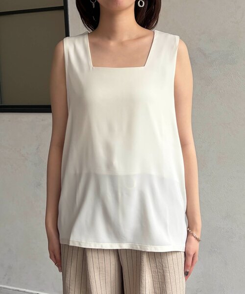 Chez toi(シェトワ)の「サテン×スムース2重スクエアタンク(キャミソール・レディース・ブラック/オフホワイト/ブルー・FREE)」の16枚目の写真
