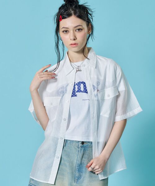 SEQUENZ(シークエンズ)の「※WEB限定 / シアー素材/ウエスタン半袖シャツ/sqnz western sheershirts(シャツ/ブラウス・メンズ・レモンイエロー/ライトブルー/ネイビー/ホワイト・LARGE/MEDIUM/SMALL)」の2枚目の写真