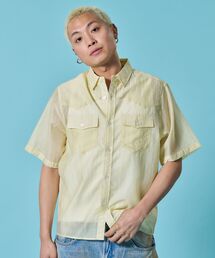 SEQUENZ（シークエンズ）の「【sqnz（エスキュンズ）】シアーウエスタンシャツ / 半袖 刺繍 ワンポイント レイヤード ユニセックス シアー ウエスタン 短丈（シャツ/ブラウス）」