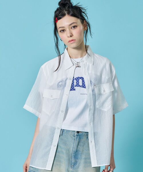 SEQUENZ(シークエンズ)の「※WEB限定 / シアー素材/ウエスタン半袖シャツ/sqnz western sheershirts(シャツ/ブラウス・メンズ・レモンイエロー/ライトブルー/ネイビー/ホワイト・LARGE/MEDIUM/SMALL)」の6枚目の写真