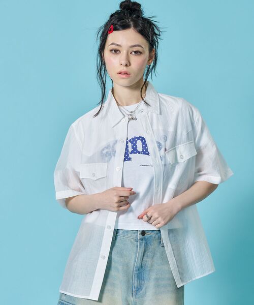 SEQUENZ(シークエンズ)の「※WEB限定 / シアー素材/ウエスタン半袖シャツ/sqnz western sheershirts(シャツ/ブラウス・メンズ・レモンイエロー/ライトブルー/ネイビー/ホワイト・LARGE/MEDIUM/SMALL)」の7枚目の写真