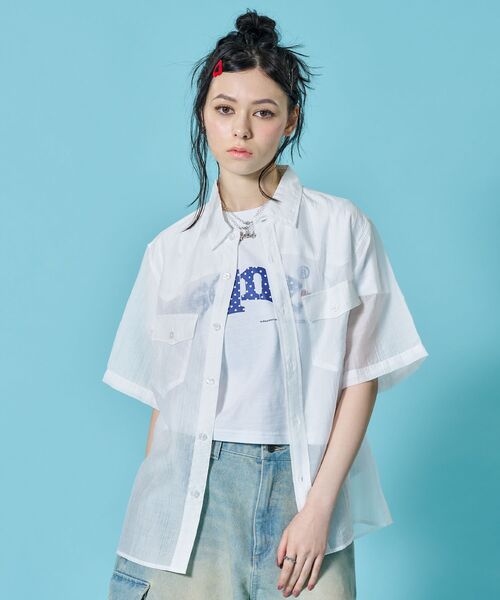 SEQUENZ(シークエンズ)の「※WEB限定 / シアー素材/ウエスタン半袖シャツ/sqnz western sheershirts(シャツ/ブラウス・メンズ・レモンイエロー/ライトブルー/ネイビー/ホワイト・LARGE/MEDIUM/SMALL)」の8枚目の写真