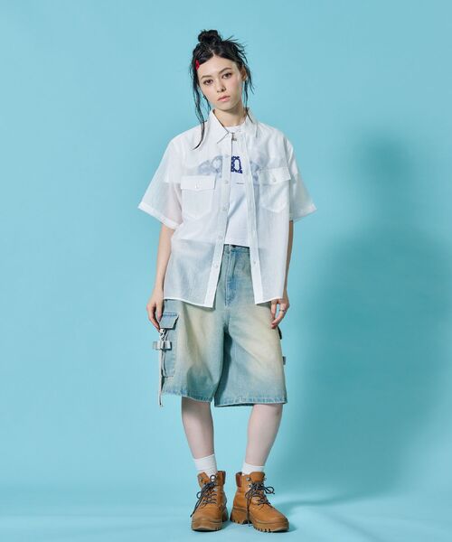 SEQUENZ(シークエンズ)の「※WEB限定 / シアー素材/ウエスタン半袖シャツ/sqnz western sheershirts(シャツ/ブラウス・メンズ・レモンイエロー/ライトブルー/ネイビー/ホワイト・LARGE/MEDIUM/SMALL)」の9枚目の写真