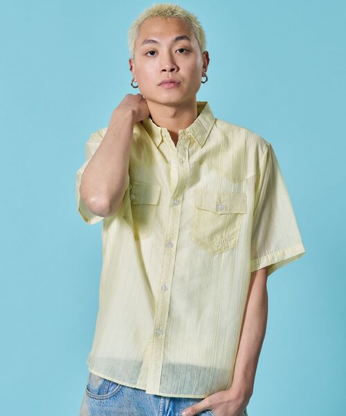SEQUENZ(シークエンズ)の「※WEB限定 / シアー素材/ウエスタン半袖シャツ/sqnz western sheershirts(シャツ/ブラウス・メンズ・レモンイエロー/ライトブルー/ネイビー/ホワイト・LARGE/MEDIUM/SMALL)」の11枚目の写真
