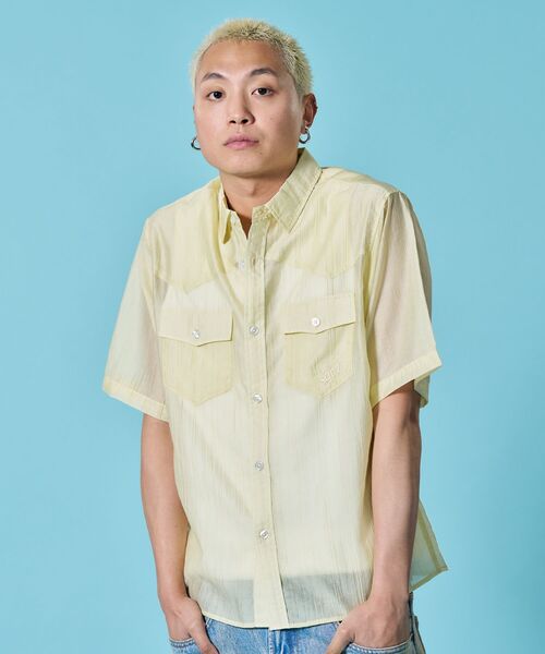 SEQUENZ(シークエンズ)の「※WEB限定 / シアー素材/ウエスタン半袖シャツ/sqnz western sheershirts(シャツ/ブラウス・メンズ・レモンイエロー/ライトブルー/ネイビー/ホワイト・LARGE/MEDIUM/SMALL)」の13枚目の写真