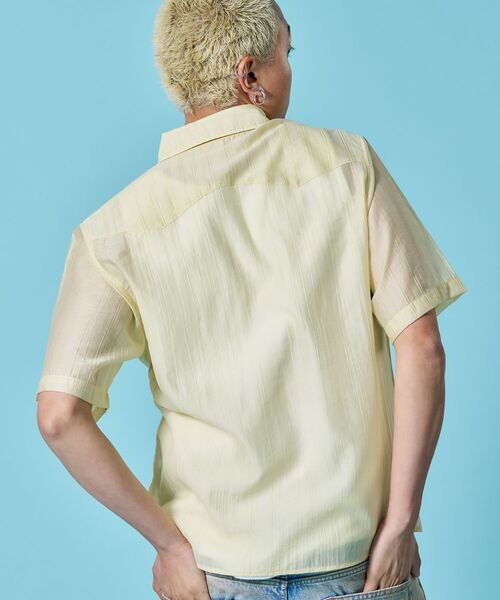 SEQUENZ(シークエンズ)の「※WEB限定 / シアー素材/ウエスタン半袖シャツ/sqnz western sheershirts(シャツ/ブラウス・メンズ・レモンイエロー/ライトブルー/ネイビー/ホワイト・LARGE/MEDIUM/SMALL)」の14枚目の写真
