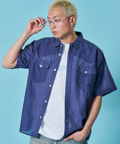 SEQUENZ(シークエンズ)の「※WEB限定 / シアー素材/ウエスタン半袖シャツ/sqnz western sheershirts(シャツ/ブラウス・メンズ・レモンイエロー/ライトブルー/ネイビー/ホワイト・LARGE/MEDIUM/SMALL)」の17枚目の写真