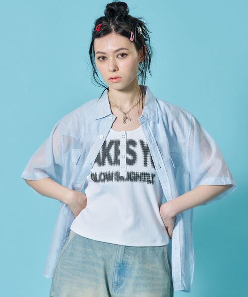 SEQUENZ(シークエンズ)の「※WEB限定 / シアー素材/ウエスタン半袖シャツ/sqnz western sheershirts(シャツ/ブラウス・メンズ・レモンイエロー/ライトブルー/ネイビー/ホワイト・LARGE/MEDIUM/SMALL)」の21枚目の写真
