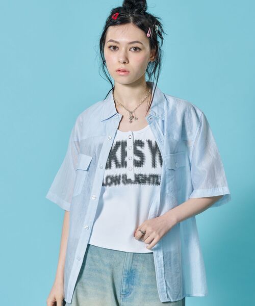 SEQUENZ(シークエンズ)の「※WEB限定 / シアー素材/ウエスタン半袖シャツ/sqnz western sheershirts(シャツ/ブラウス・メンズ・レモンイエロー/ライトブルー/ネイビー/ホワイト・LARGE/MEDIUM/SMALL)」の22枚目の写真