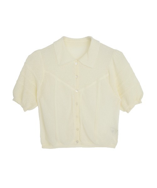 Ameri(アメリ)の「MEDI COMPACT SUMMER KNIT BLOUSE(シャツ/ブラウス・レディース・ブラック/オレンジ/アイボリー/ブルー・MEDIUM/SMALL)」の10枚目の写真