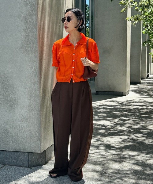 Ameri(アメリ)の「MEDI COMPACT SUMMER KNIT BLOUSE(シャツ/ブラウス・レディース・ブラック/オレンジ/アイボリー/ブルー・MEDIUM/SMALL)」の20枚目の写真