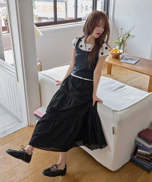 UNE MANSION(ユヌマンション)の「ラブリーレースコットンカンカンティアードスカート(スカート・レディース・アイボリー/クリーム/ブラック・FREE)」の15枚目の写真