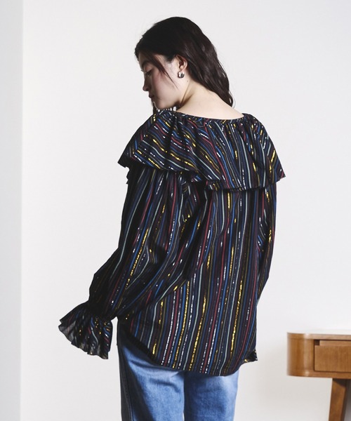 ROSE BUD（ローズバッド）の「(mag.by c)STRIPE FRILL COLLAR BLOUSE（シャツ/ブラウス・レディース・ブラック/ライトピンク・ONE SIZE）」の17枚目の写真