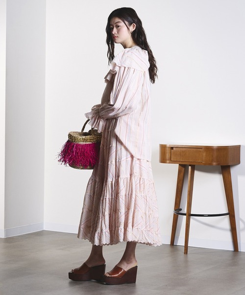 ROSE BUD（ローズバッド）の「(mag.by c)STRIPE FRILL COLLAR BLOUSE（シャツ/ブラウス・レディース・ブラック/ライトピンク・ONE SIZE）」の8枚目の写真