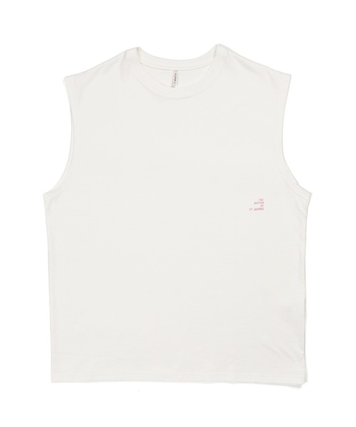 The DUFFER of ST.GEORGE（ザダファーオブセントジョージ）の「8oz HEAVY WEIGHT COTTON NO-SLEEVE TEE：セットアップ対応 ヘビーウェイト ノースリーブTシャツ/ 厚手Tシャツ / 透けない / 肉厚/ レイヤード（タンクトップ・メンズ・オフホワイト/スミクロ/ベージュ/ネイビー・MEDIUM/X-LARGE/LARGE）」の9枚目の写真