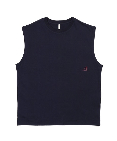 The DUFFER of ST.GEORGE（ザダファーオブセントジョージ）の「8oz HEAVY WEIGHT COTTON NO-SLEEVE TEE：セットアップ対応 ヘビーウェイト ノースリーブTシャツ/ 厚手Tシャツ / 透けない / 肉厚/ レイヤード（タンクトップ・メンズ・オフホワイト/スミクロ/ベージュ/ネイビー・MEDIUM/X-LARGE/LARGE）」の12枚目の写真