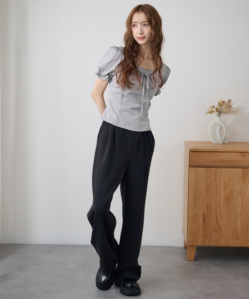 DAYRA（デイラ）の「ラップ リボン ストレッチ テーパード パンツ（その他パンツ・レディース・ブラック/ネイビー・155/160/165）」の10枚目の写真
