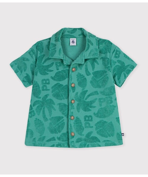 PETIT BATEAU(プチバトー)の「プリント半袖シャツ(シャツ/ブラウス・キッズ・グリーン・6YEAR/8YEAR/10YEAR/12YEAR)」の3枚目の写真