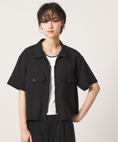 CITEN(シテン)の「<CITEN>エアリージップシャツ ―吸水速乾・防シワ―(シャツ/ブラウス・レディース・クリーム/ブラック/ダークブラウン・FREE)」の2枚目の写真