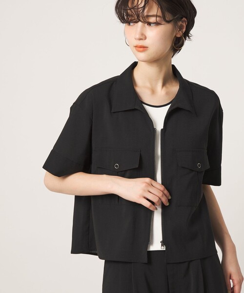 CITEN(シテン)の「<CITEN>エアリージップシャツ ―吸水速乾・防シワ―(シャツ/ブラウス・レディース・クリーム/ブラック/ダークブラウン・FREE)」の6枚目の写真